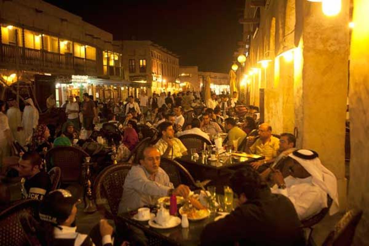 terrazas del mercado de Souq Waqif