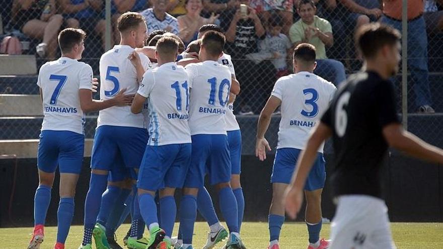 Los chicos del Malagueño, celebrando un gol