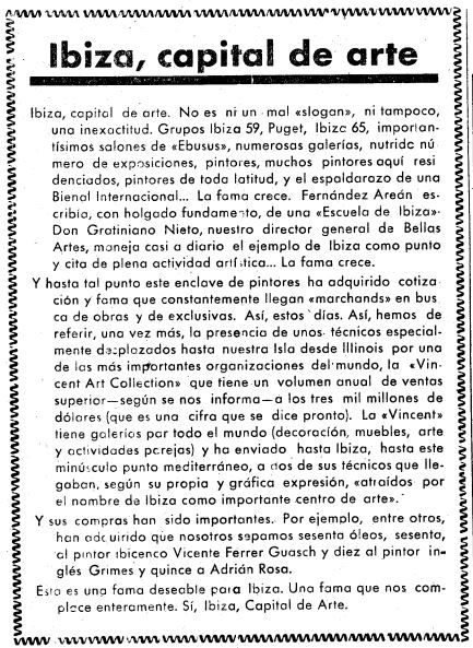 Artículo de Diario de Ibiza del 10 de julio de 1965.