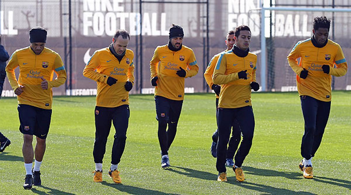 Primer entrenament dels blaugranes després del partit contra el Sevilla.