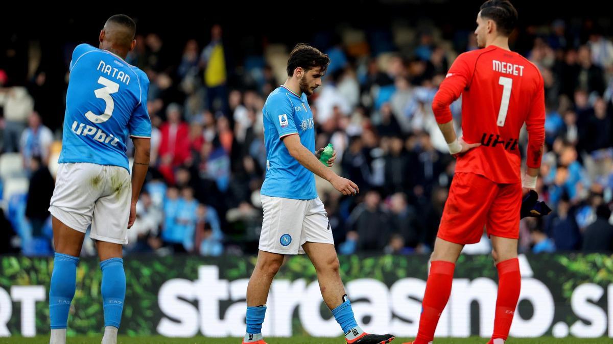 Natan, Kvaratskhleia y Meret, abatidos tras ceder un empate con el Nápoles en casa ante el Génova.