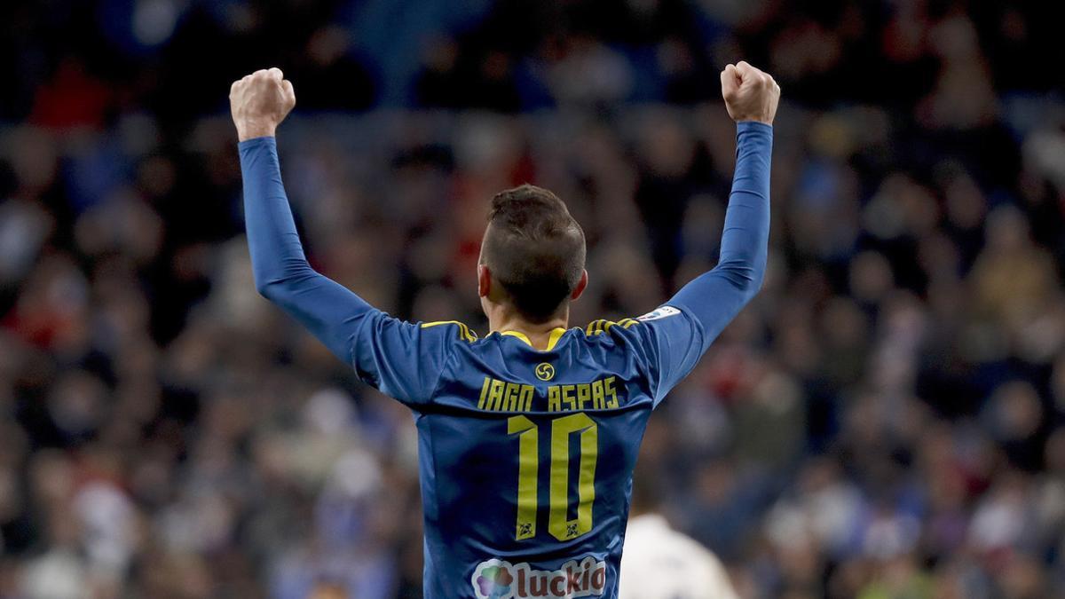 Iago Aspas celebra el gol ante el Madrid