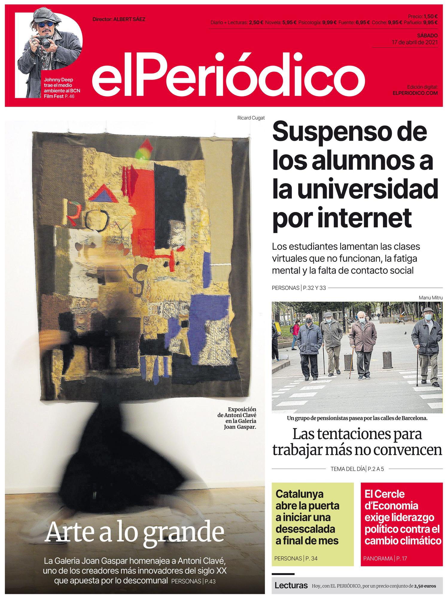 La portada de EL PERIÓDICO del 17 de abril de 2021