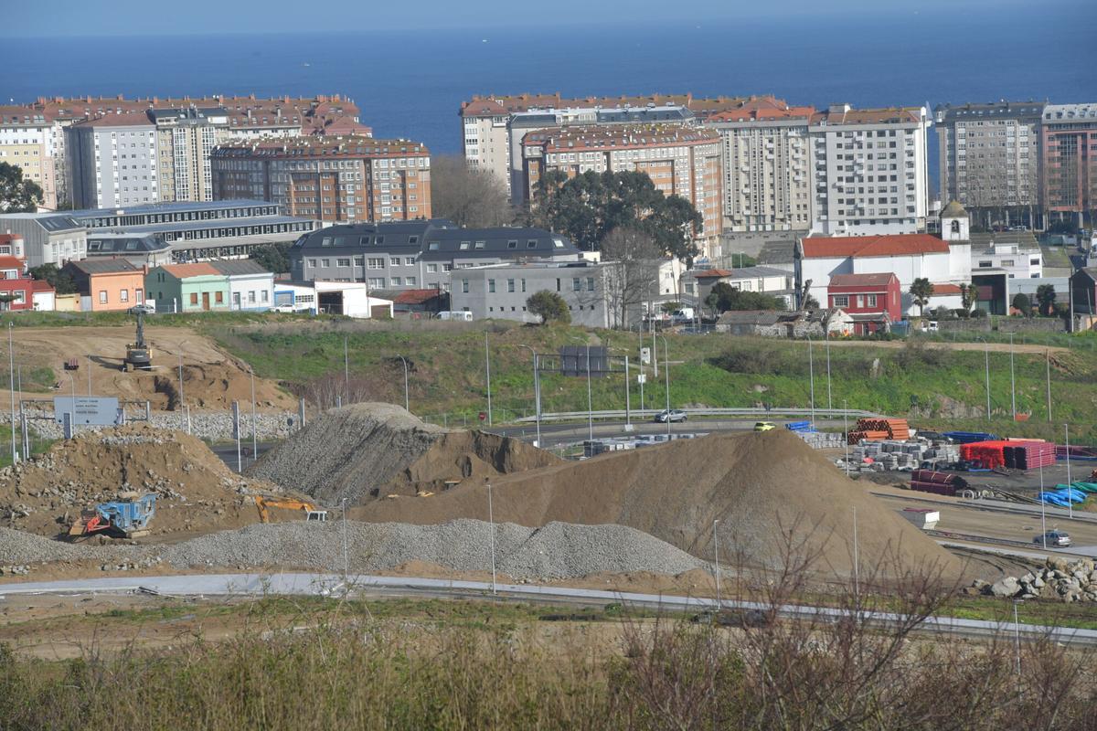 Trabajos en el desarrollo urbanístico de San Pedro de Visma, este miércoles.