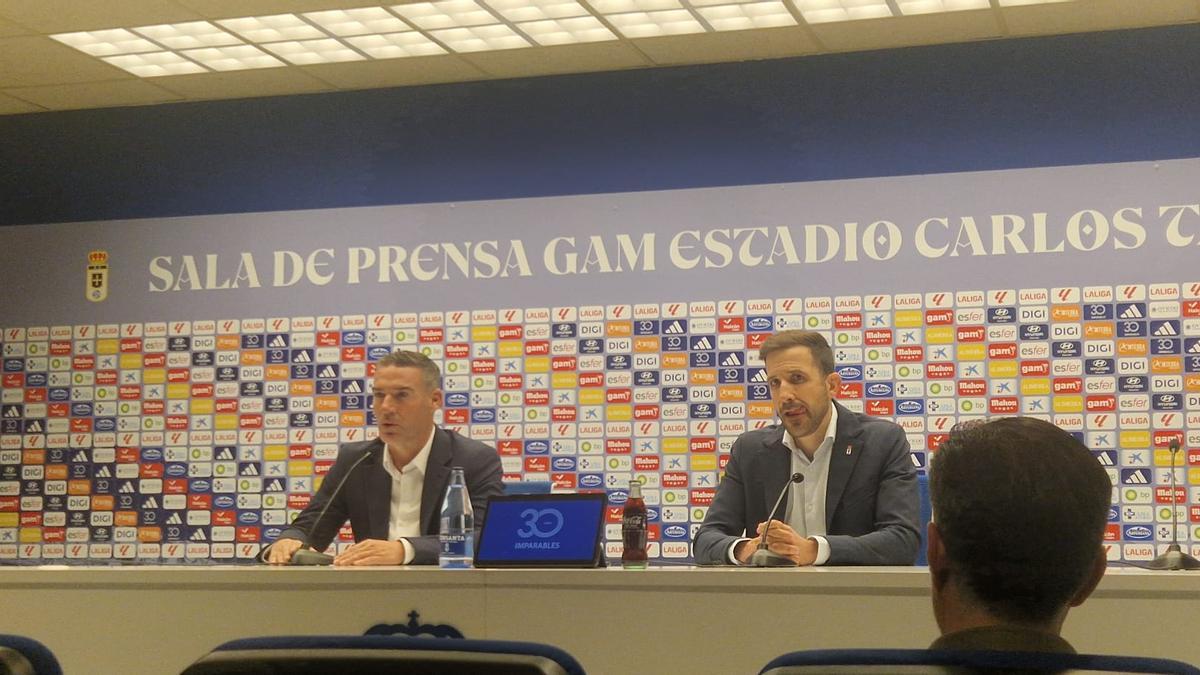 Carrión y Lleida, en la sala de prensa del Tartiere.