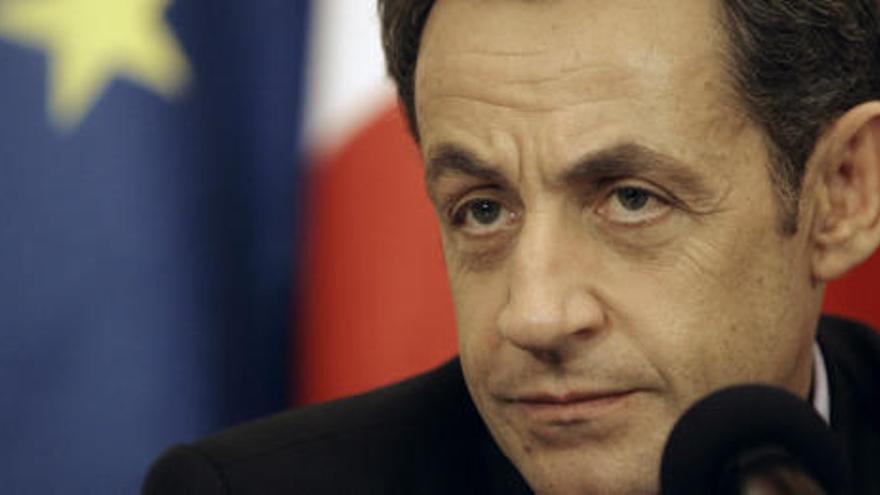 Un primer plano de Sarkozy.