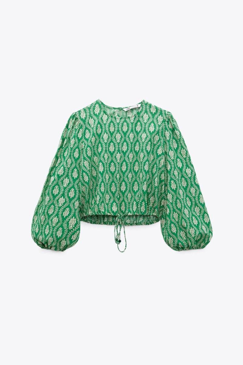 Top verde y blanco de Zara