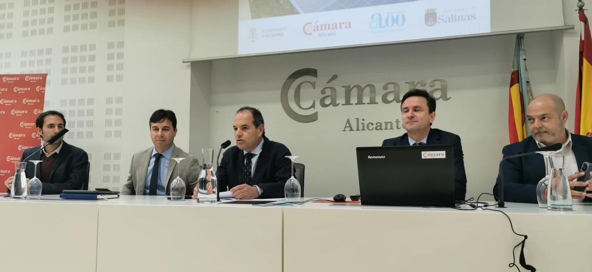 Antonio Cloquell, Miguel Ángel Sánchez, Carlos Baño, José Andrés Palacios e Isidro Monzó, en la presentación de la comunidad energética local Toda Alicante.