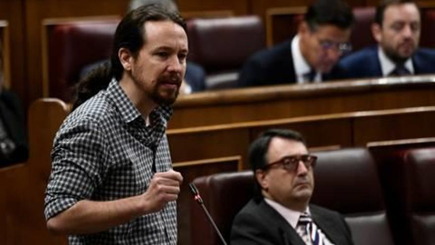 El líder de Podemos, Pablo Iglesias, en una sessió al Congrés