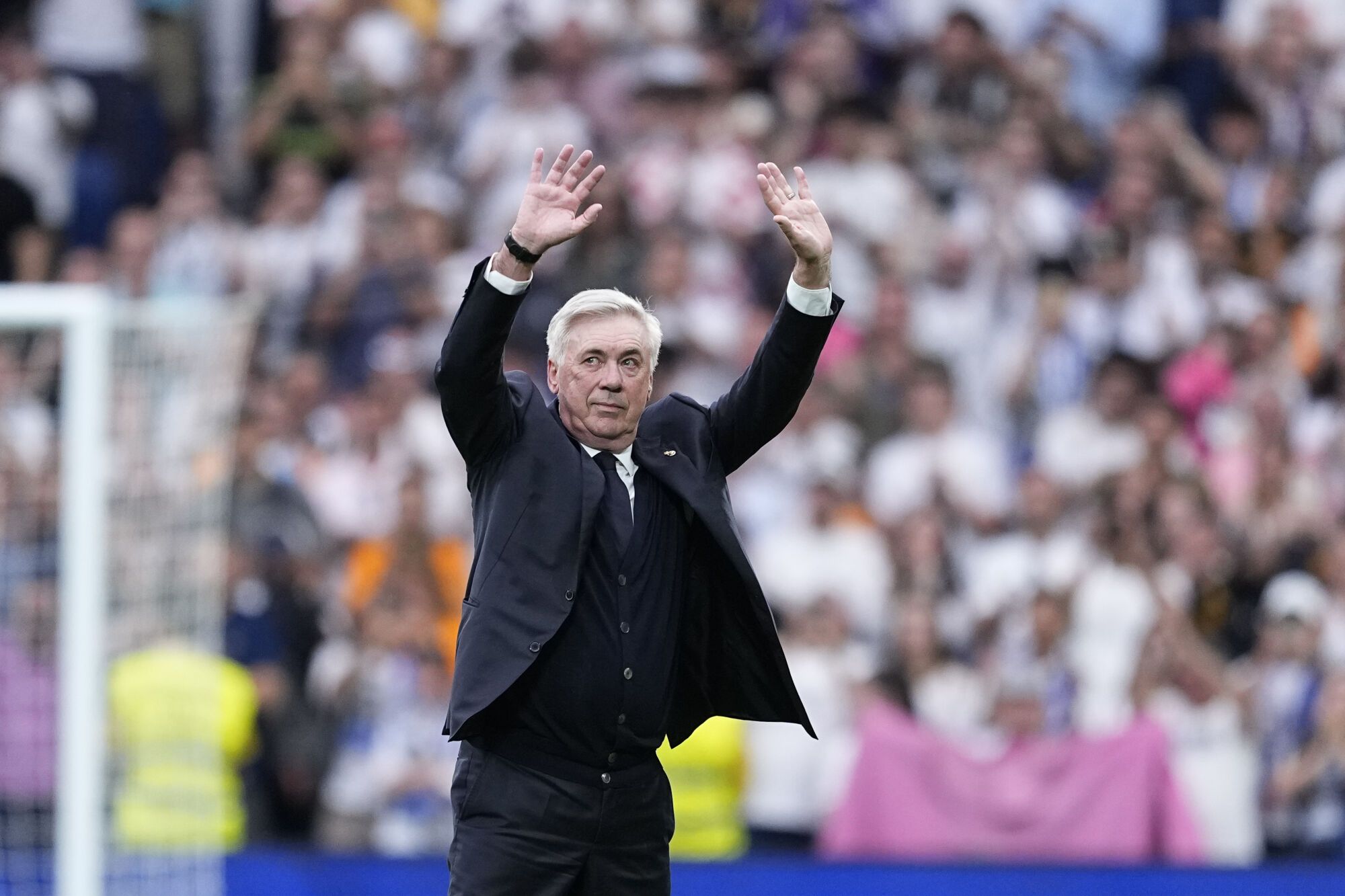 Tribute to Carlo Ancelotti after his last match as head coach of Real Madrid after the Spanish League, LaLiga EA Sports, football match played between Real Madrid and Real Sociedad on May 24, 2025, in Madrid, Spain. AFP7 24/05/2025 ONLY FOR USE IN SPAIN. Oscar J. Barroso / AFP7 / Europa Press;2025;SOCCER;SPAIN;SPORT;ZSOCCER;ZSPORT;Real Madrid v Real Sociedad - LaLiga EA Sports;
