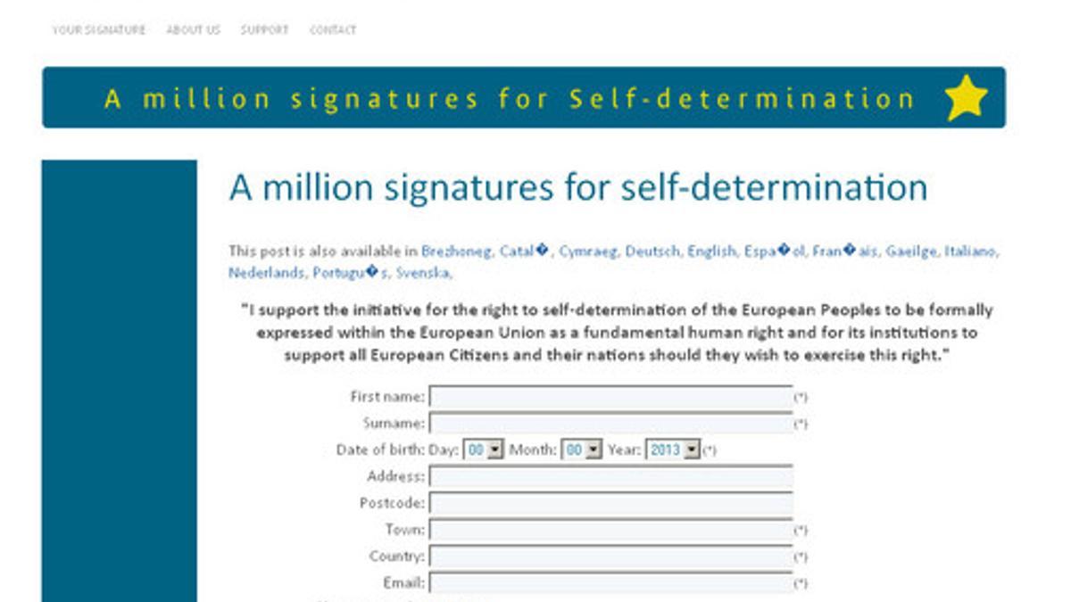 Página web para firmar por la autodeterminación