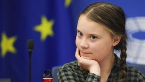 Greta Thunberg, en el Parlamento Europeo, en Estrasburgo.