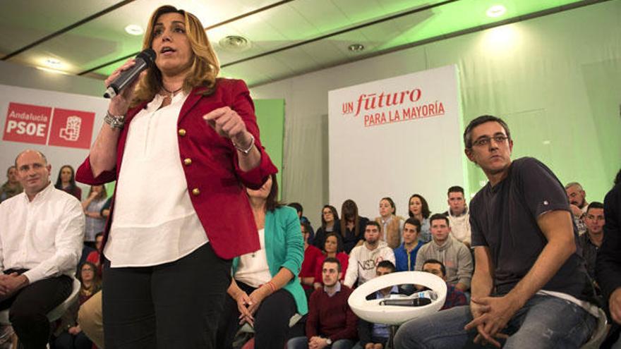 Susana Díaz, en un acto en Jódar con Eduardo Madina.