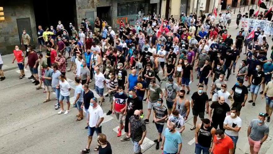 Manifestació dels treballadors de la mina a Manresa