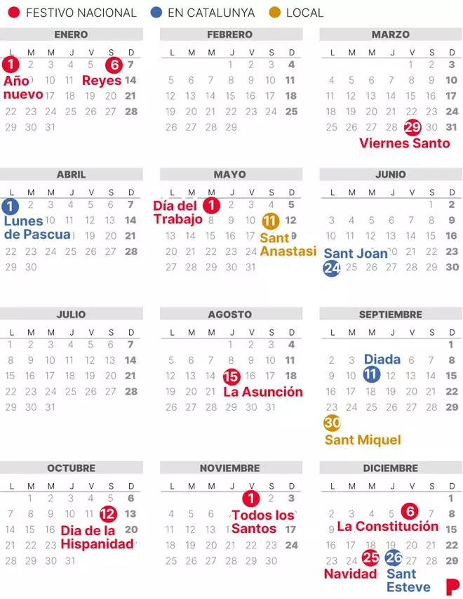 Calendario laboral de Lleida del 2024 (con todos los festivos)