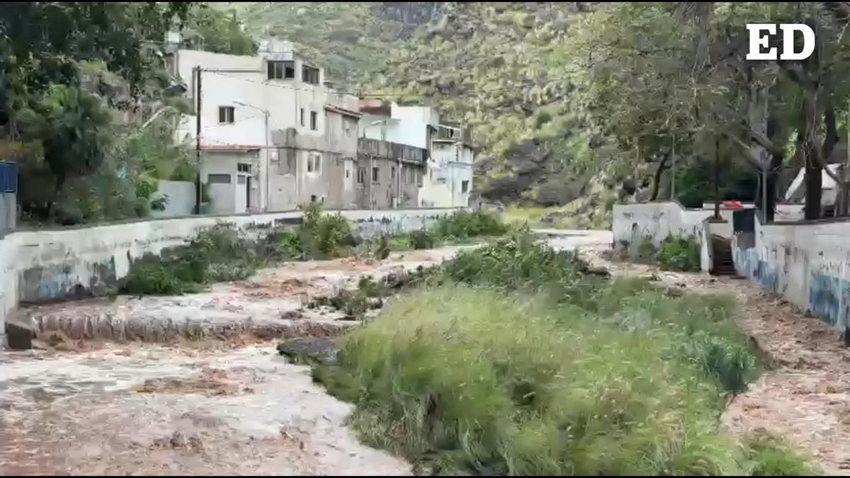 El barranco de Santos tras las precipitaciones que ha descargado la borrasca Therese