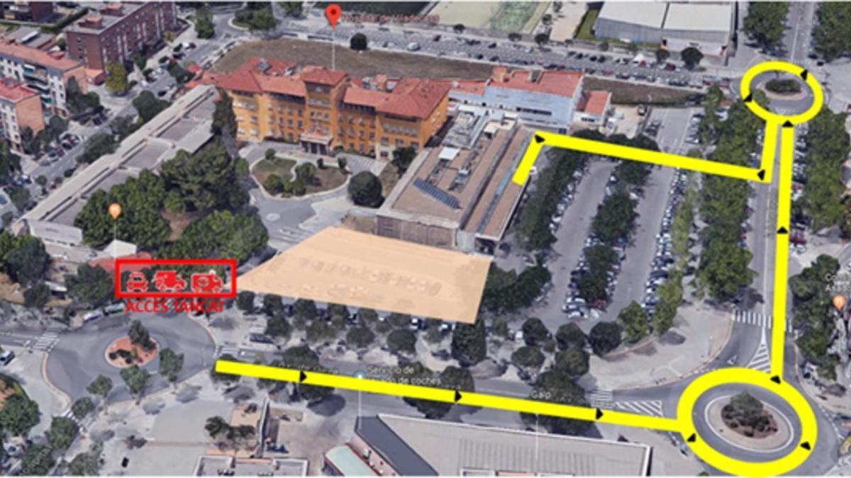 Mapa de las alteraciones en los accesos al Hospital de Viladecans durante el mes de noviembre