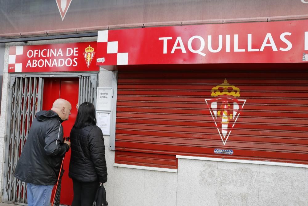 Colas en El Molinón para las entradas del derbi