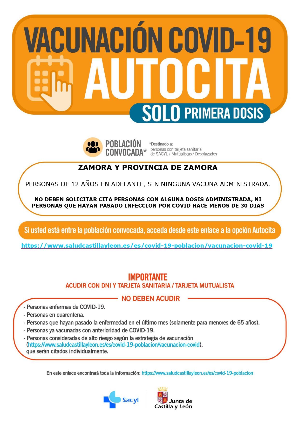 AUTOCITA ZAMORA 30 de DICIEMBRE NO VACUNADOS.