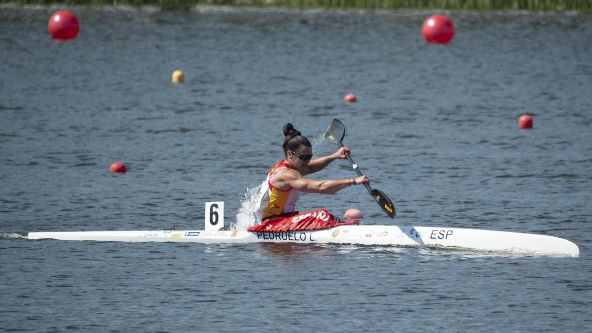 Laura Pedruelo rema la semifinal del K-1 1.000 metros en el Campeonato de Europa de Poznan (Polonia)