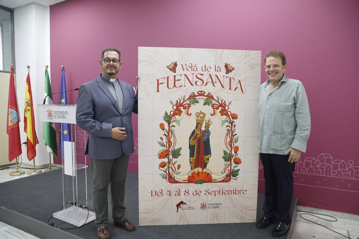 A.J.González Córdoba Julián Urbano; junto al pregonero de la Velá de la Fuensanta, Nacho Ignacio Sierra, presenta la programación de La Velá 2026