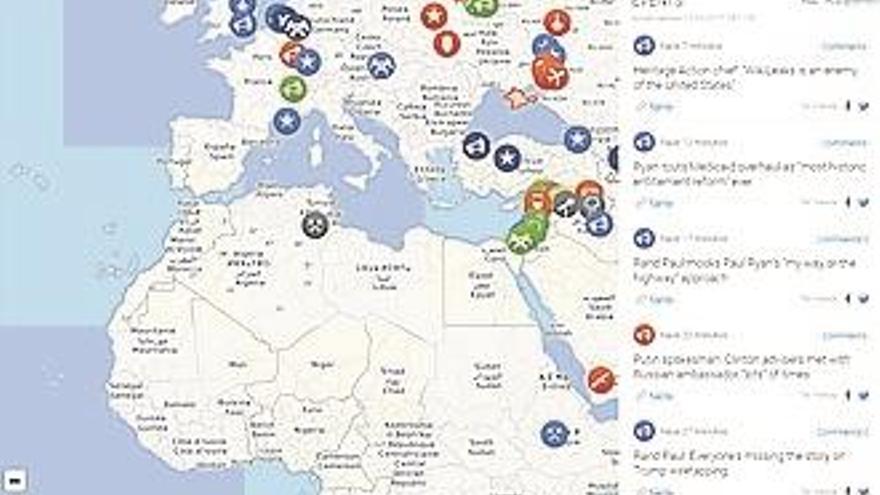 Un mapa con los conflictos del mundo en tiempo real