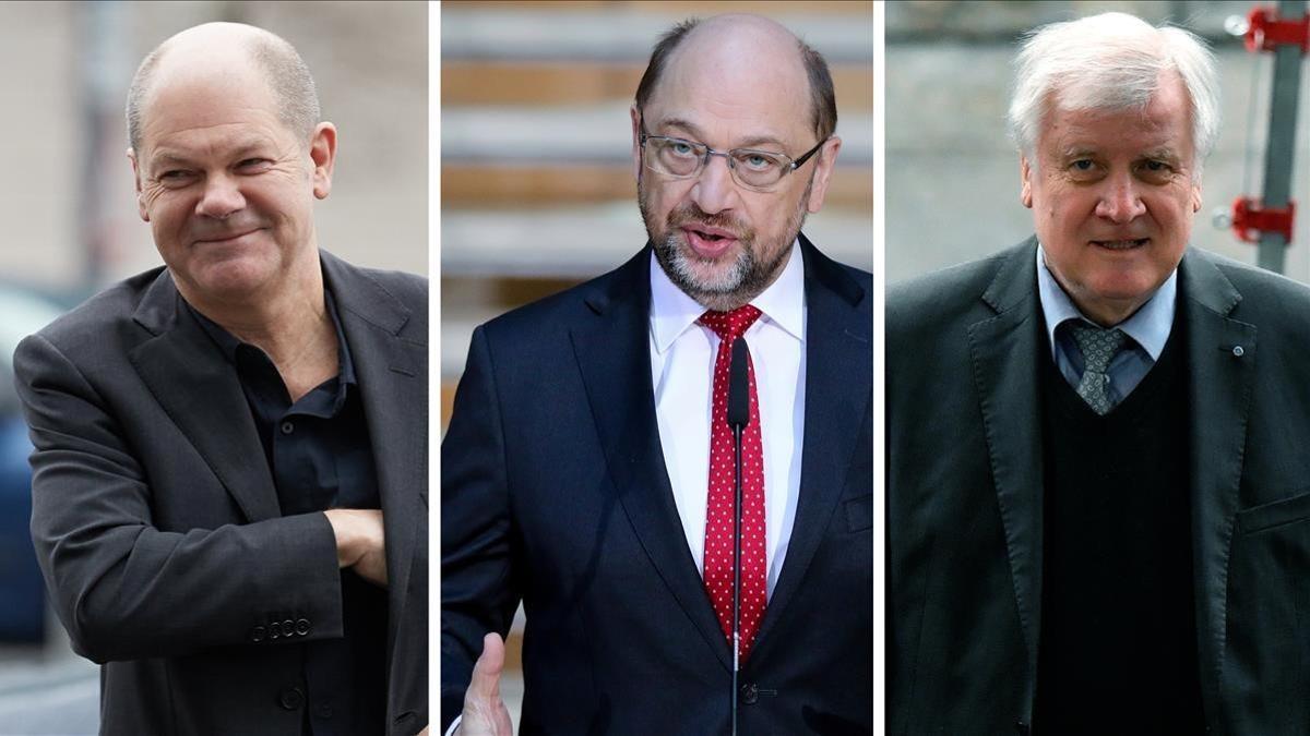 Olaf Scholz, Martin Schulz y Horst Seehofer