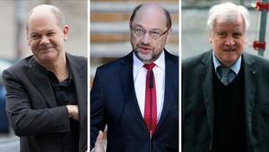 Olaf Scholz, Martin Schulz y Horst Seehofer.