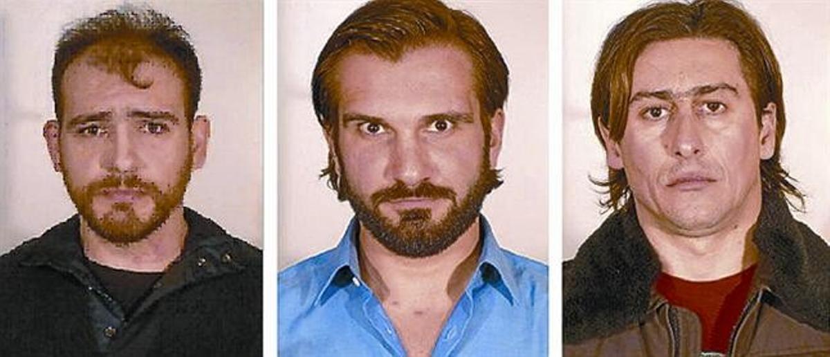 Foto policial de Bojovic, Milisavljevic i Petric, després de ser detinguts. Foto policial de Bojovic, Milisavljevic i Petric, després de ser detinguts.