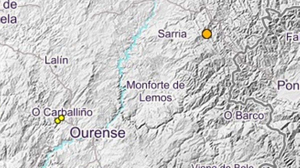 Terremotos registrados en Triacastela y O Carballiño.