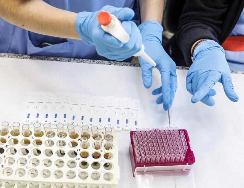 Personal sanitario, trabajando en un laboratorio de COVID.