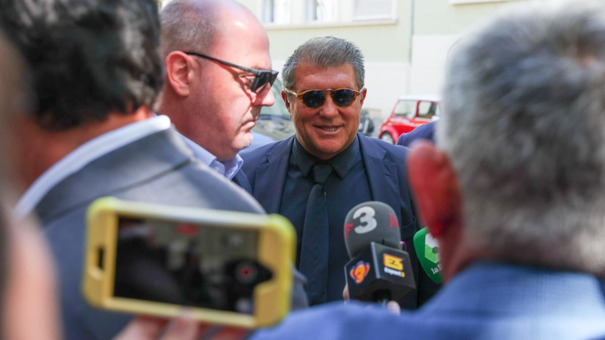 Joan Laporta a su llegada a la comida de directivas previa al Bayern-Barça dela Champions 2022/23