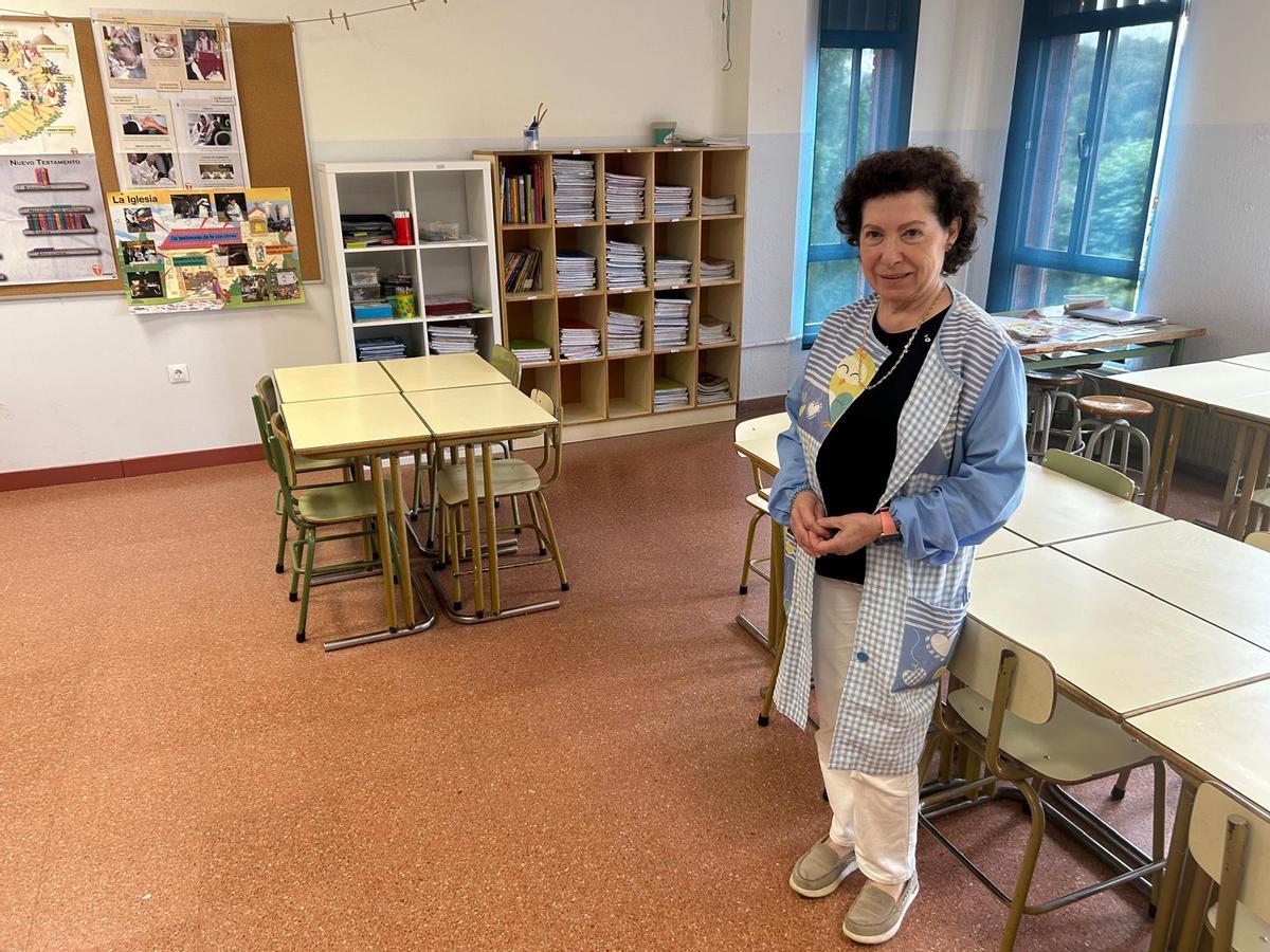 Feli Fuego, en el aula de Religión del Hermanos Arregui.