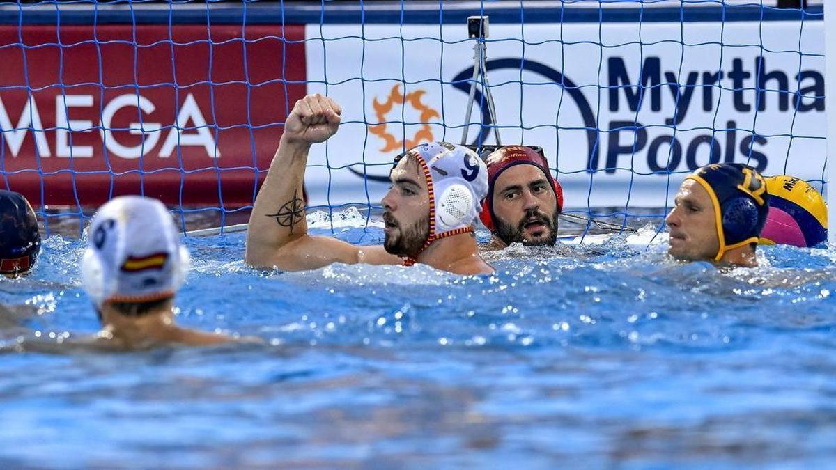 Roger Tahull celebra un tanto de la selección española