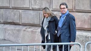 Artur Mas, a su llegada al TSJC, este jueves.