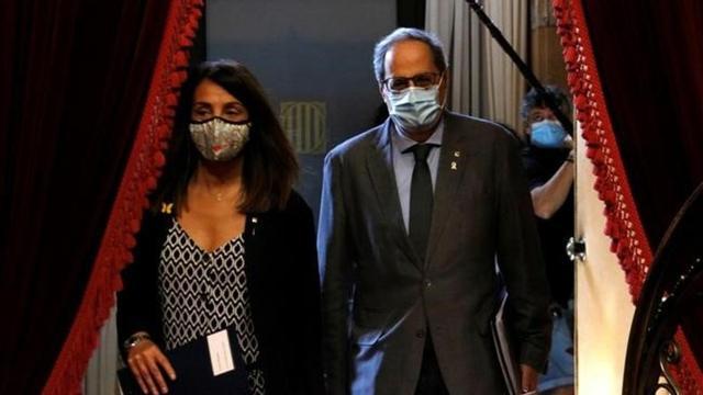Quim Torra y Meritxell Budó, este miércoles en el Parlament.