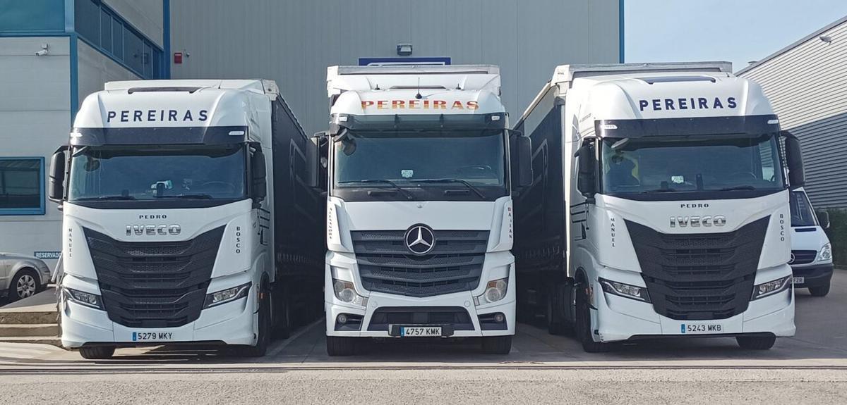 Parte de la flota de Trans Pereiras en su sede en O Porriño.