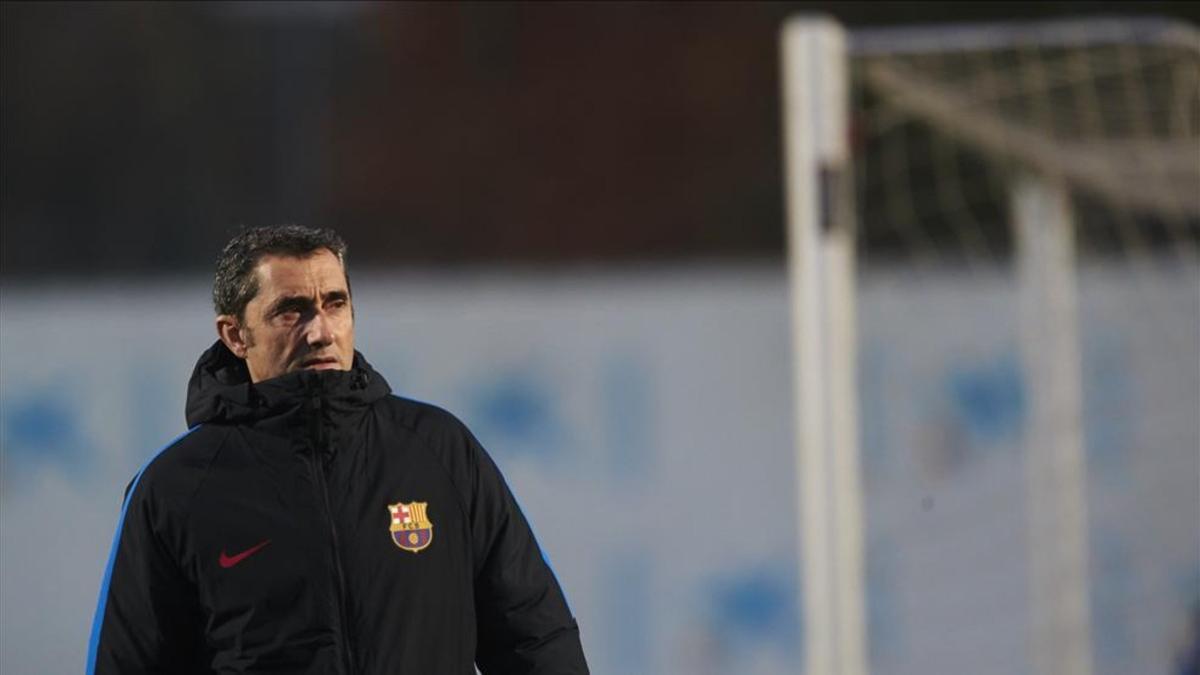 Ernesto Valverde, en la sesión previa al partido ante el Espanyol