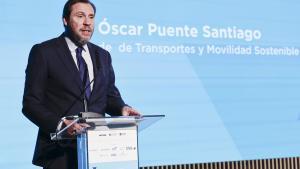 El ministro de Transportes, Óscar Puente, durante su clausura este miércoles del II Congreso de Movilidad Inteligente y Sostenible organizado por Prensa Ibérica.