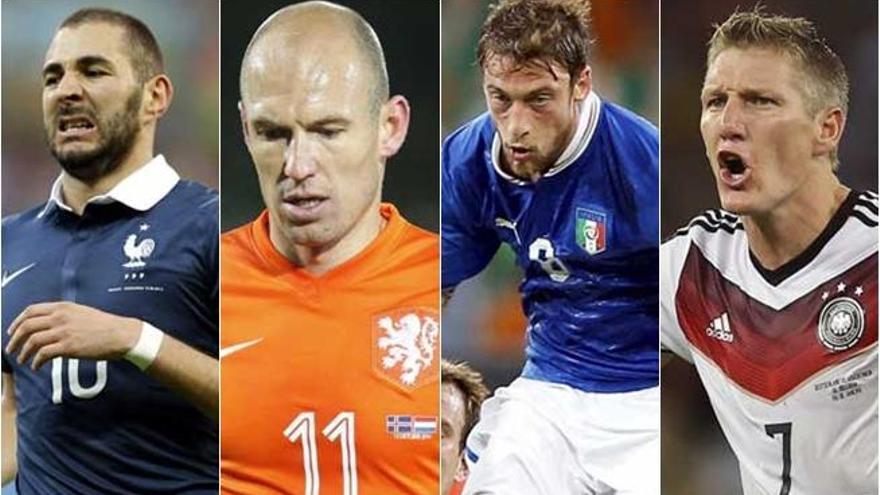 Benzema, Robben, Marchisio y Schweinsteiger.