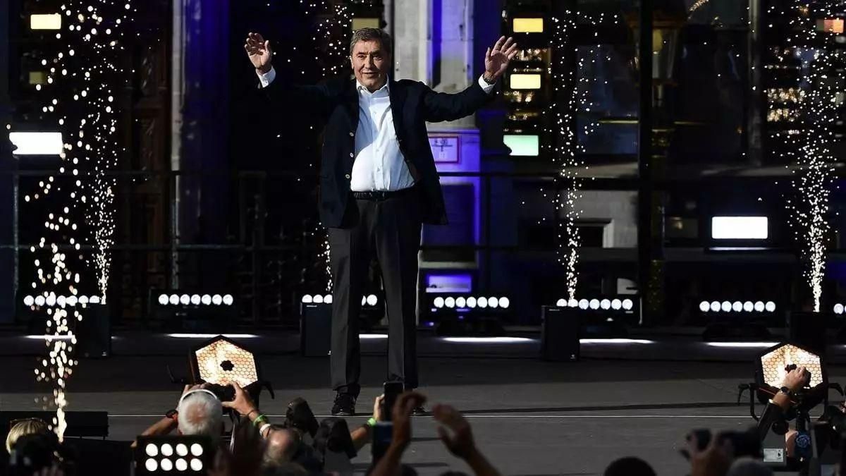 Eddy Merckx, en el homenaje de 2019 con motivo de la salida del Tour en Bruselas.