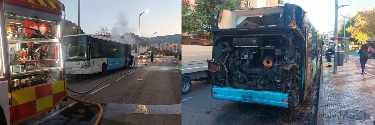 El autobús de la línea 7 calcinado
