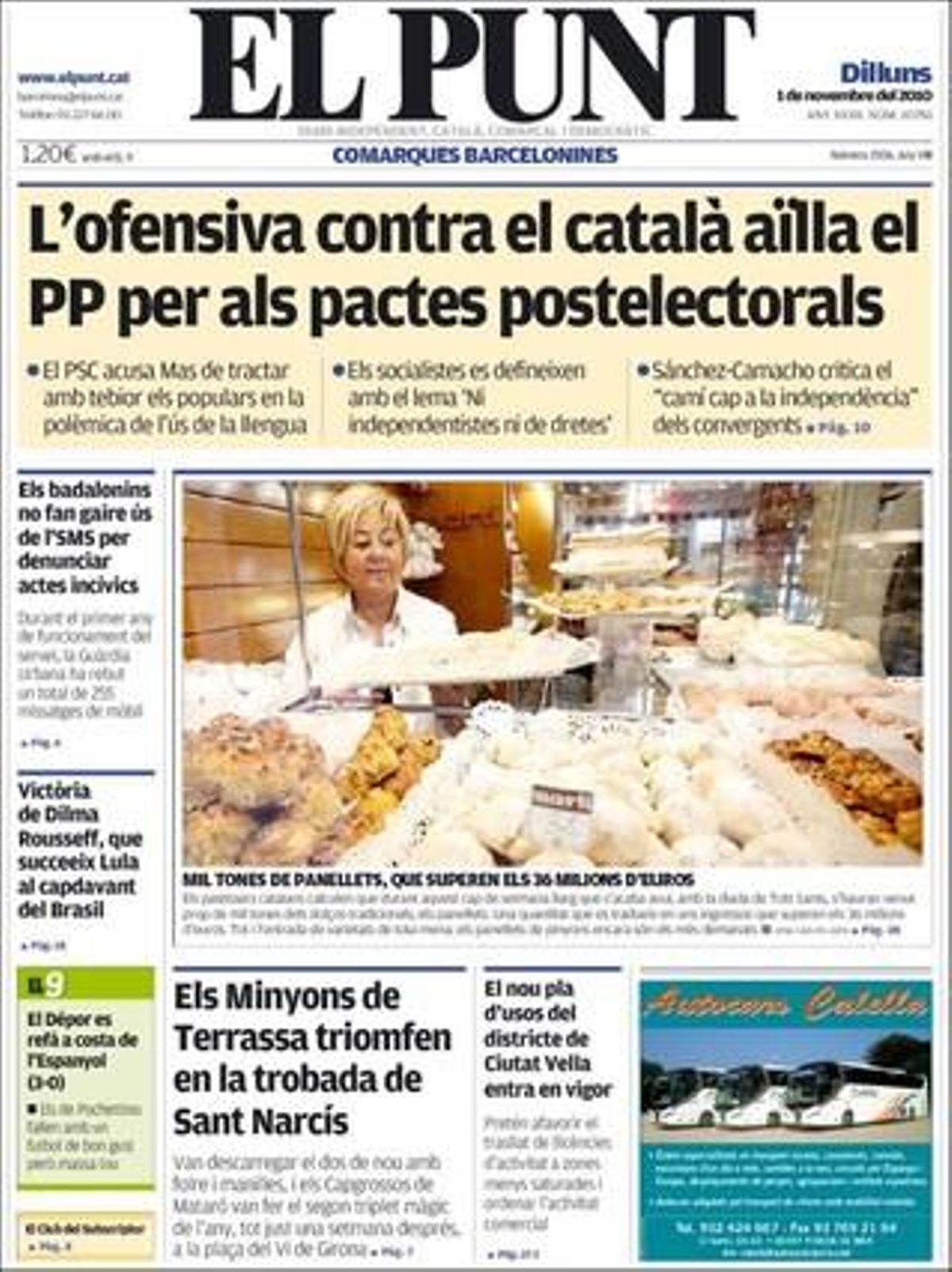 A dins, ’El Punt’ també explica que les conselleries de Salut i de Medi Ambient fan el primer pas per regular a Catalunya l’ús de les urnes funeràries.