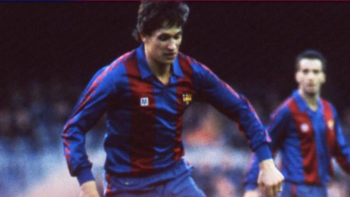 Gary Lineker, en un partido con el Barça.