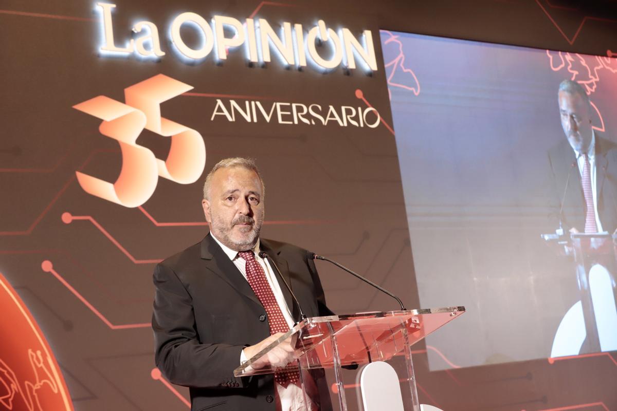 José Alberto Pardo, durante su discurso en la gala del 35 aniversario de La Opinión