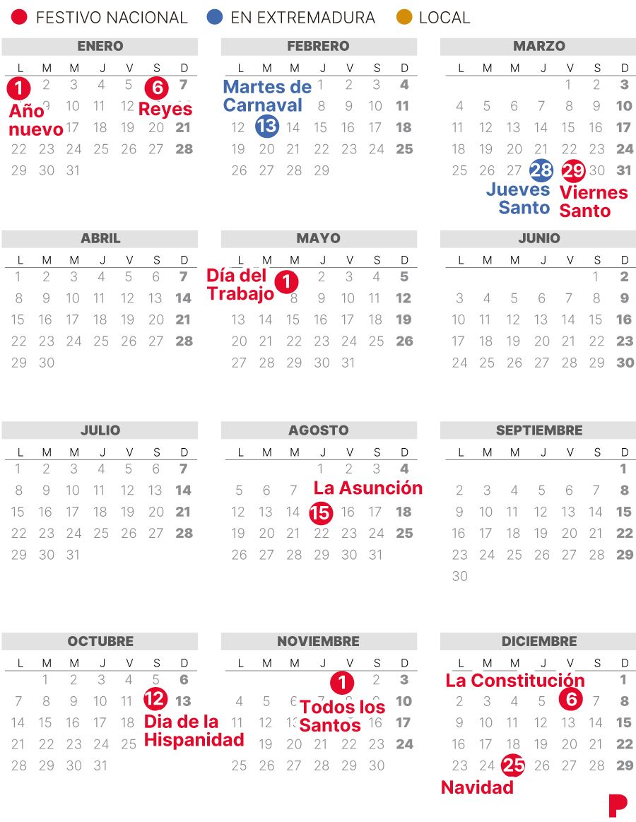 Calendario Laboral Extremadura 2024