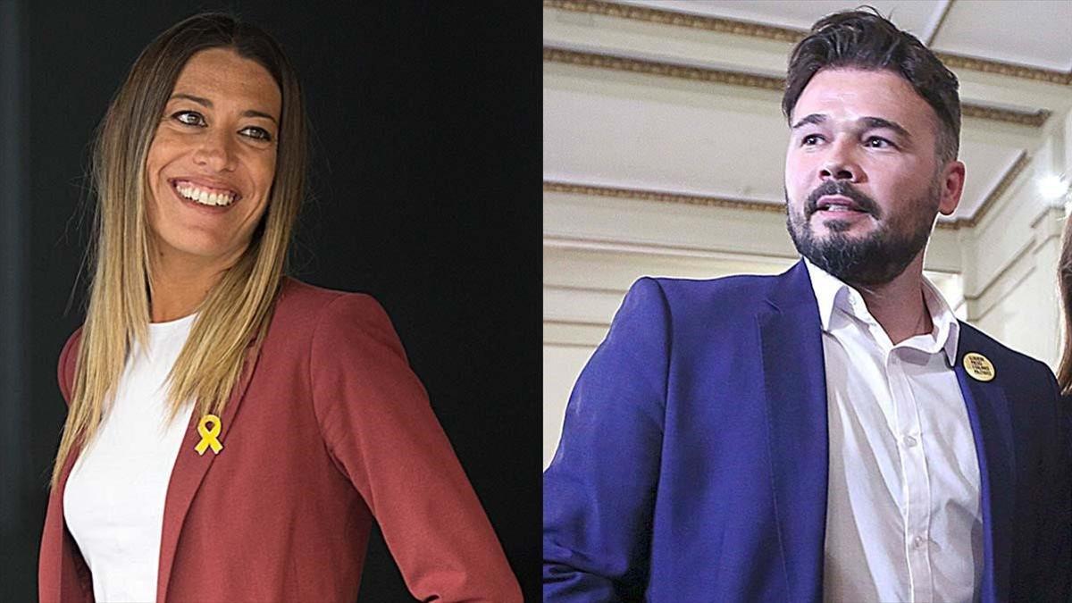 Míriam Nogueras (PDECat) y Gabriel Rufián (ERC)