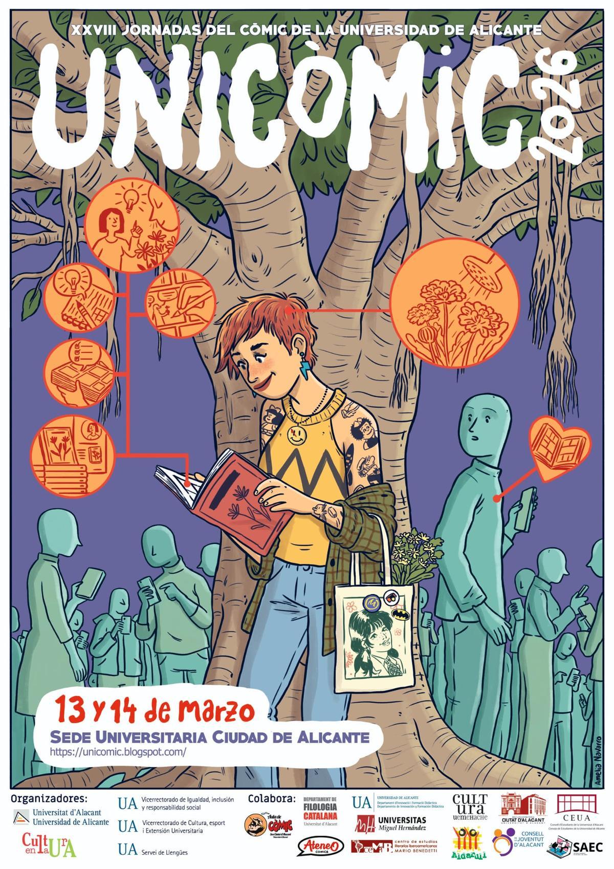 Cartel oficial de las jornadas del cómic en la Universidad de Alicante