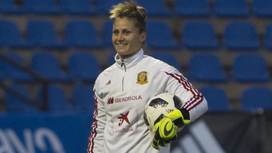 Sandra Paños, durante un entrenamiento de la selección.