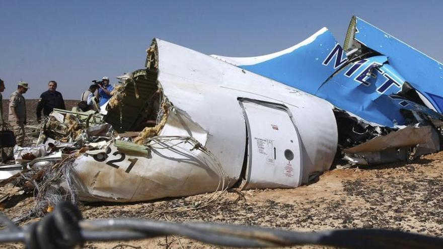 El fuselaje del avión siniestrado en el Sinaí.